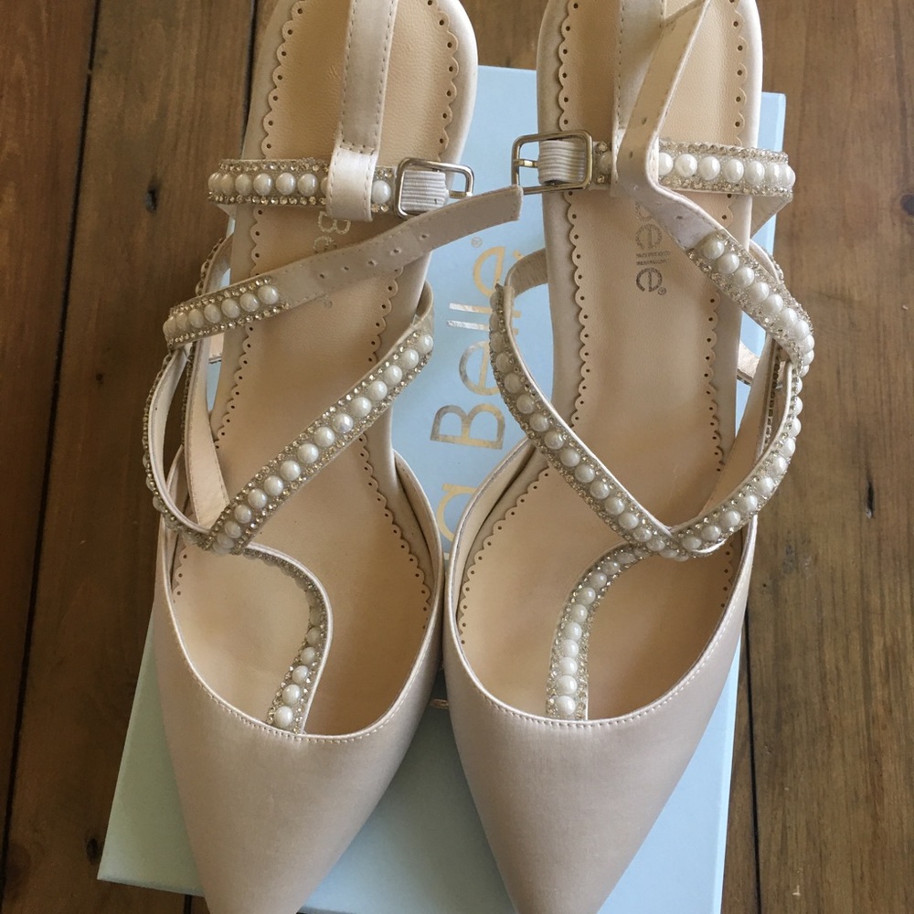 CAROLINA
Ivory Wedding Shoes With Pearls, T Strap Heels